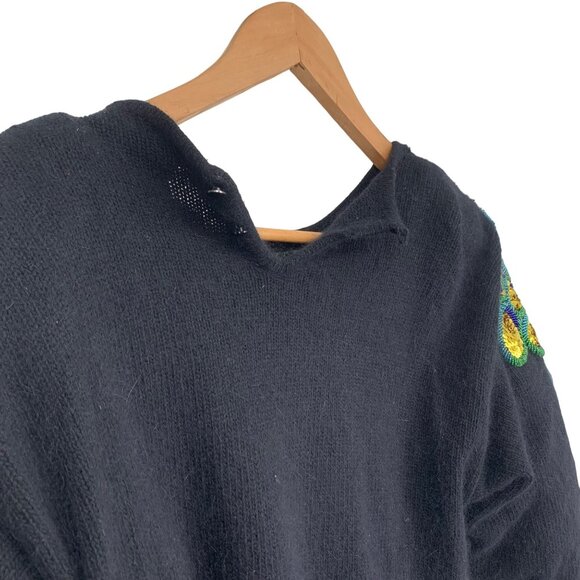 Vintage Sequin Sweater IB Diffusion Silk Angora Blend PS Black Shoulder Pads - Picture 11 of 12